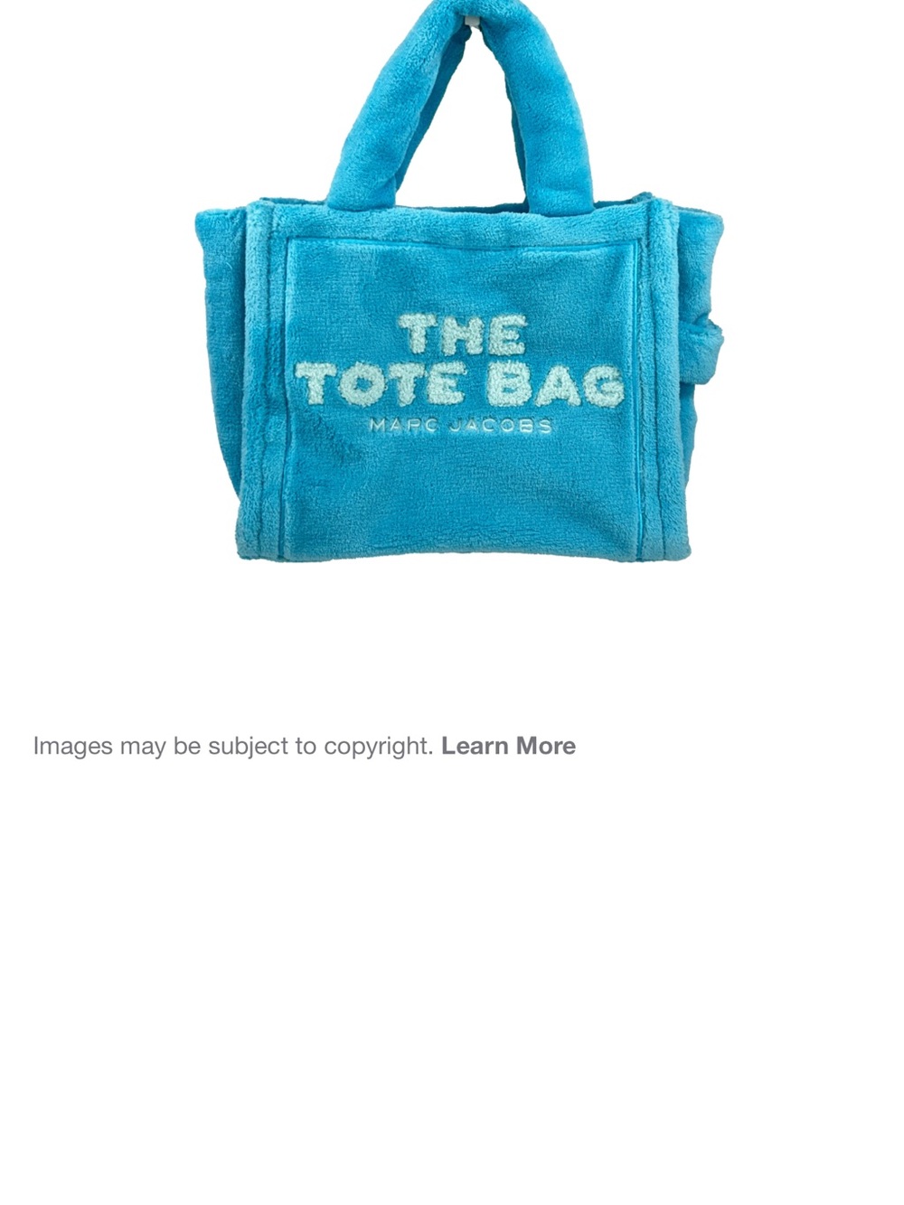 Marc Jacobs Plush Turquoise Logo Tote includes dust bag